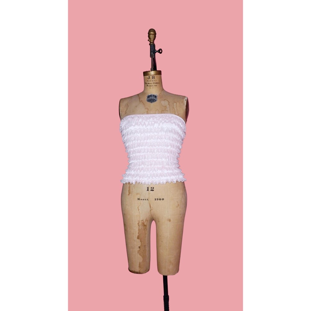 1990s-Y2K. LEG AVENUE Ruched Tiered RUFFLE Lace Strapless Tube Top/Skirt. XS-L